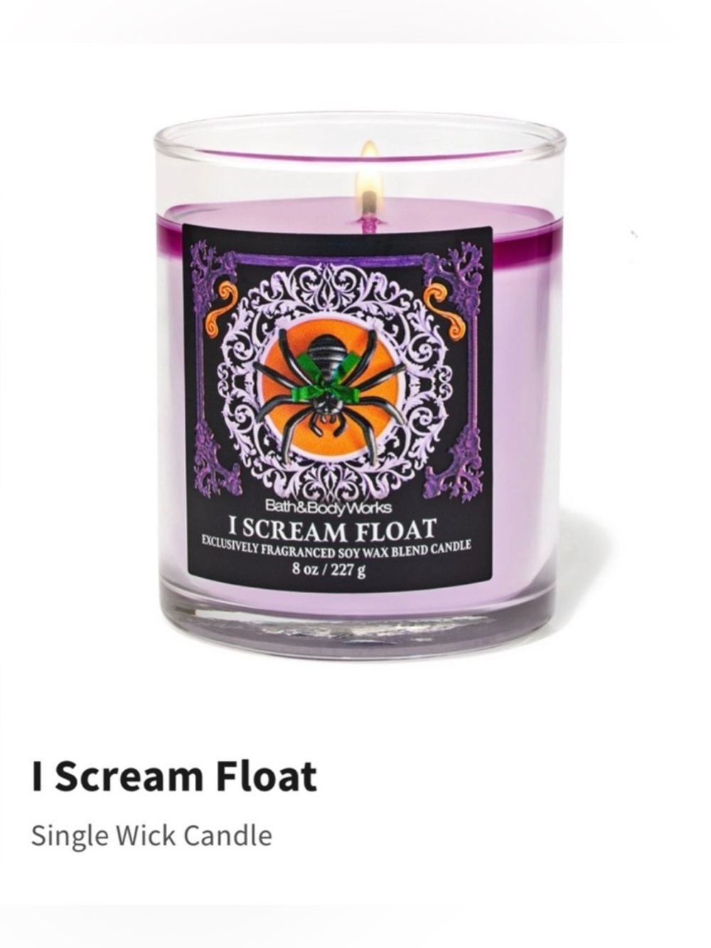 NIB Bath &Body Works “I Scream Float” Single Wick Candle w Decorative Metal Lid